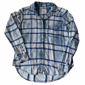 American Eagle Boyfriend Fit Plaid Flannel Long Sleeve Size XS